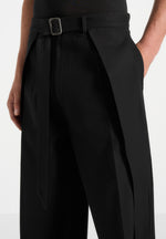 Charles - Wide Fit Wrap Leg Tailored Trousers - Black
