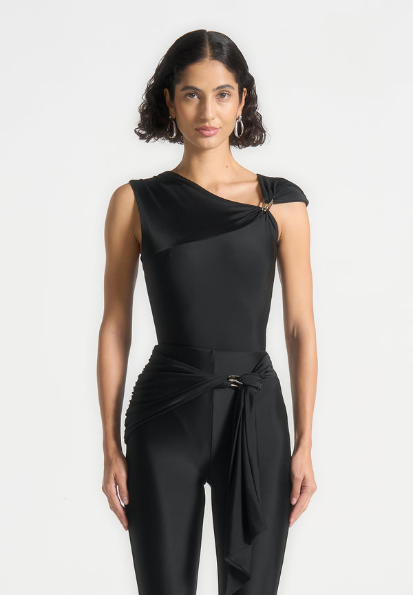 Bodysuit with Hardware Detail - Black