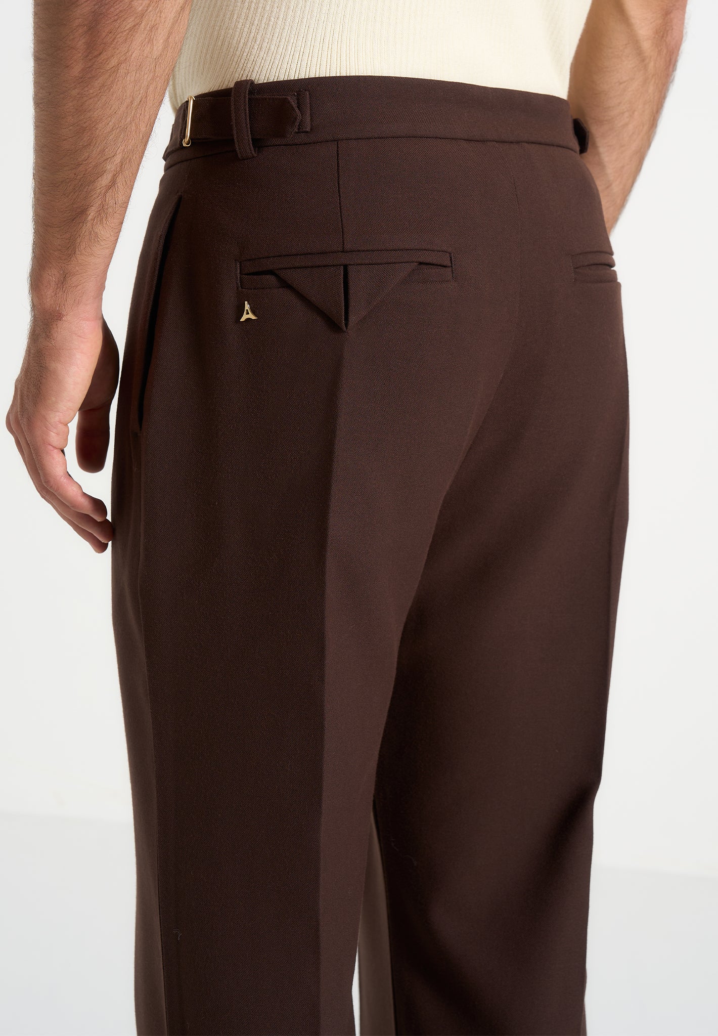 Pierre - Relaxed Fit Pleated Tailored Trousers - Brown