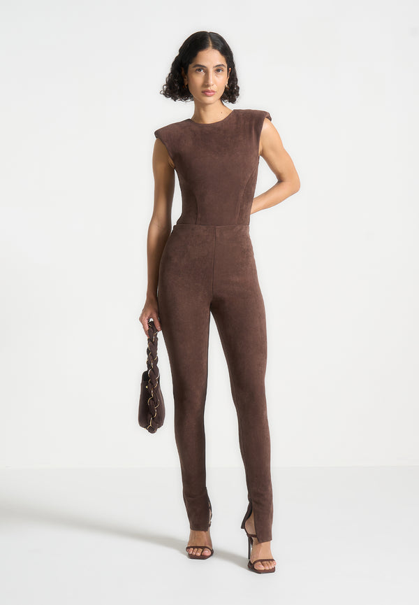Suede Leggings - Brown