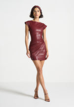 leather-gathered-dress-wine-red