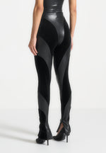 leather-and-velour-contour-leggings-black