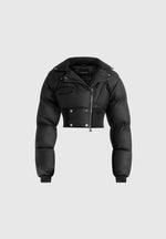 Dalya - Matte Cropped Biker Puffer Jacket - Black