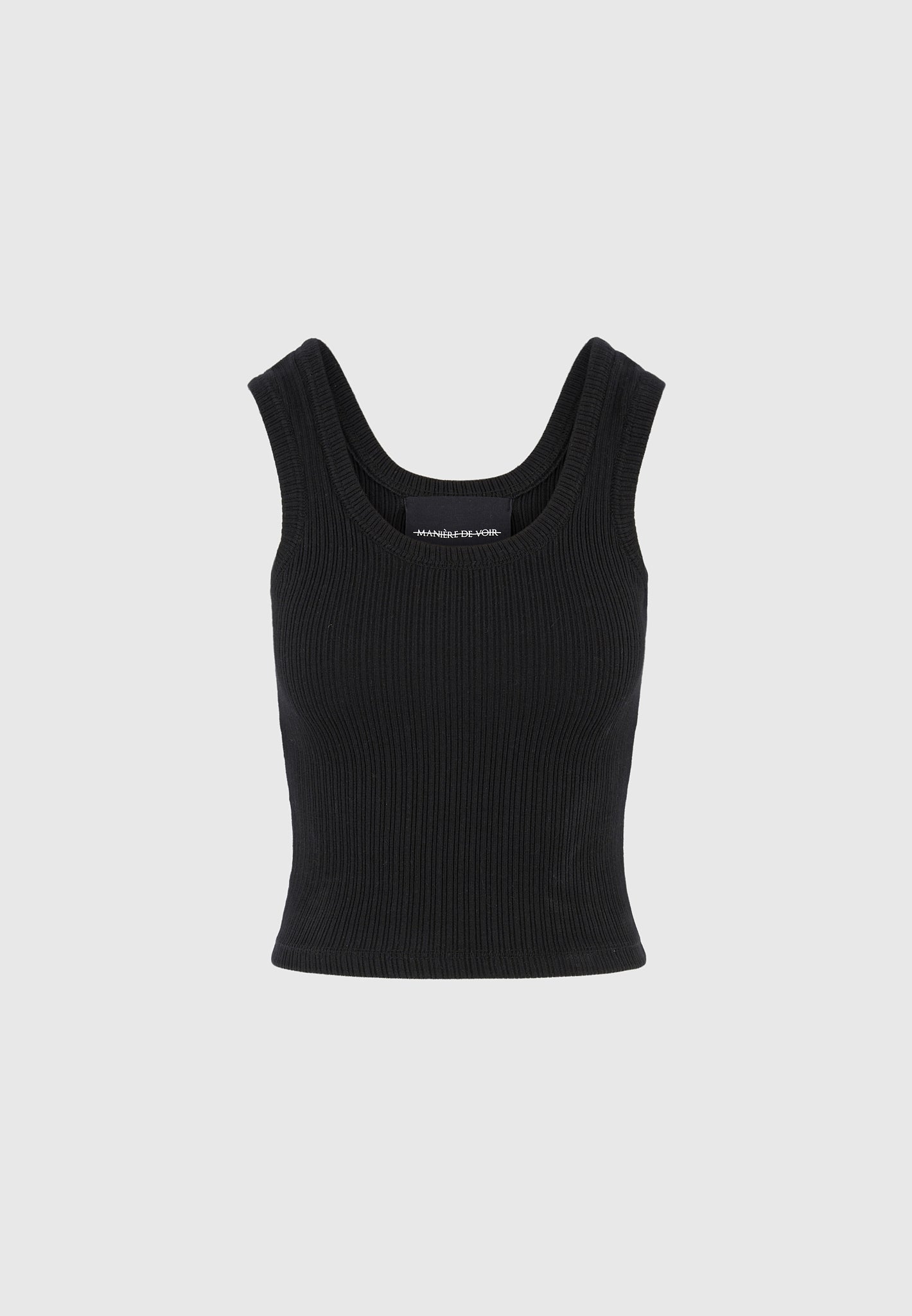 Liane - Scoop Neck Ribbed Vest - Black