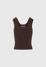 Liane - Scoop Neck Ribbed Vest - Brown