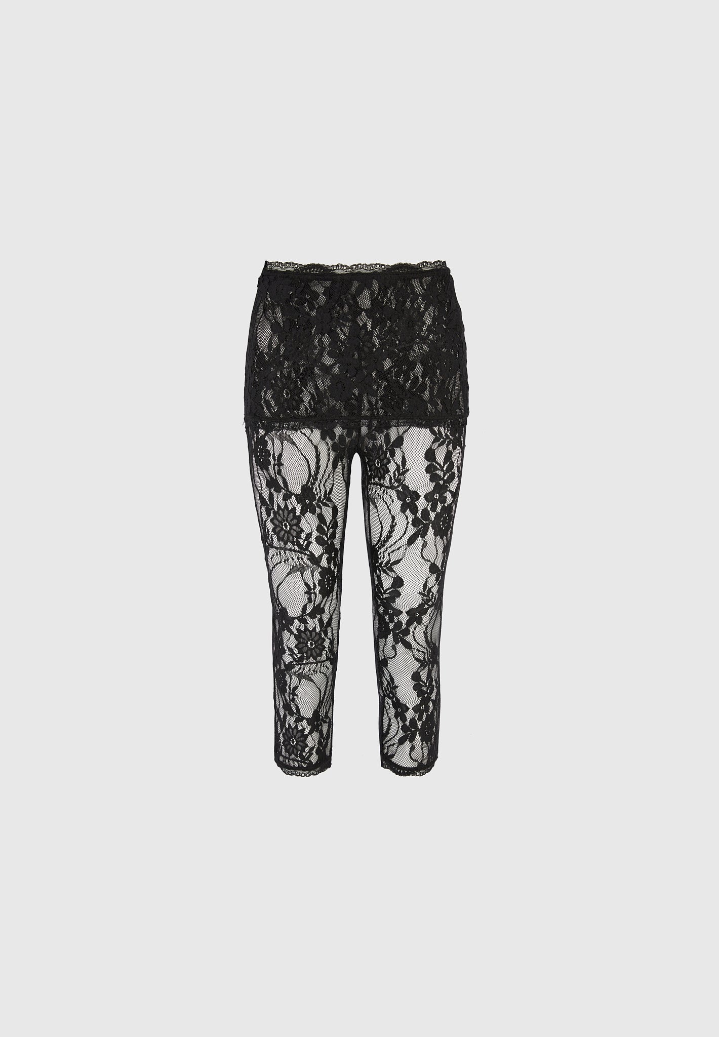 Aimée - Lace Asymmetric Capri Leggings - Black