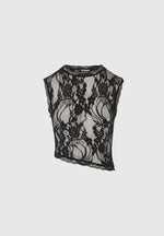Eugenie - Lace Asymmetric Top - Black
