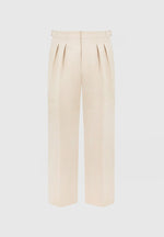 Nolan - Twin Pleat Chino Trousers with Stitch Detail - Beige