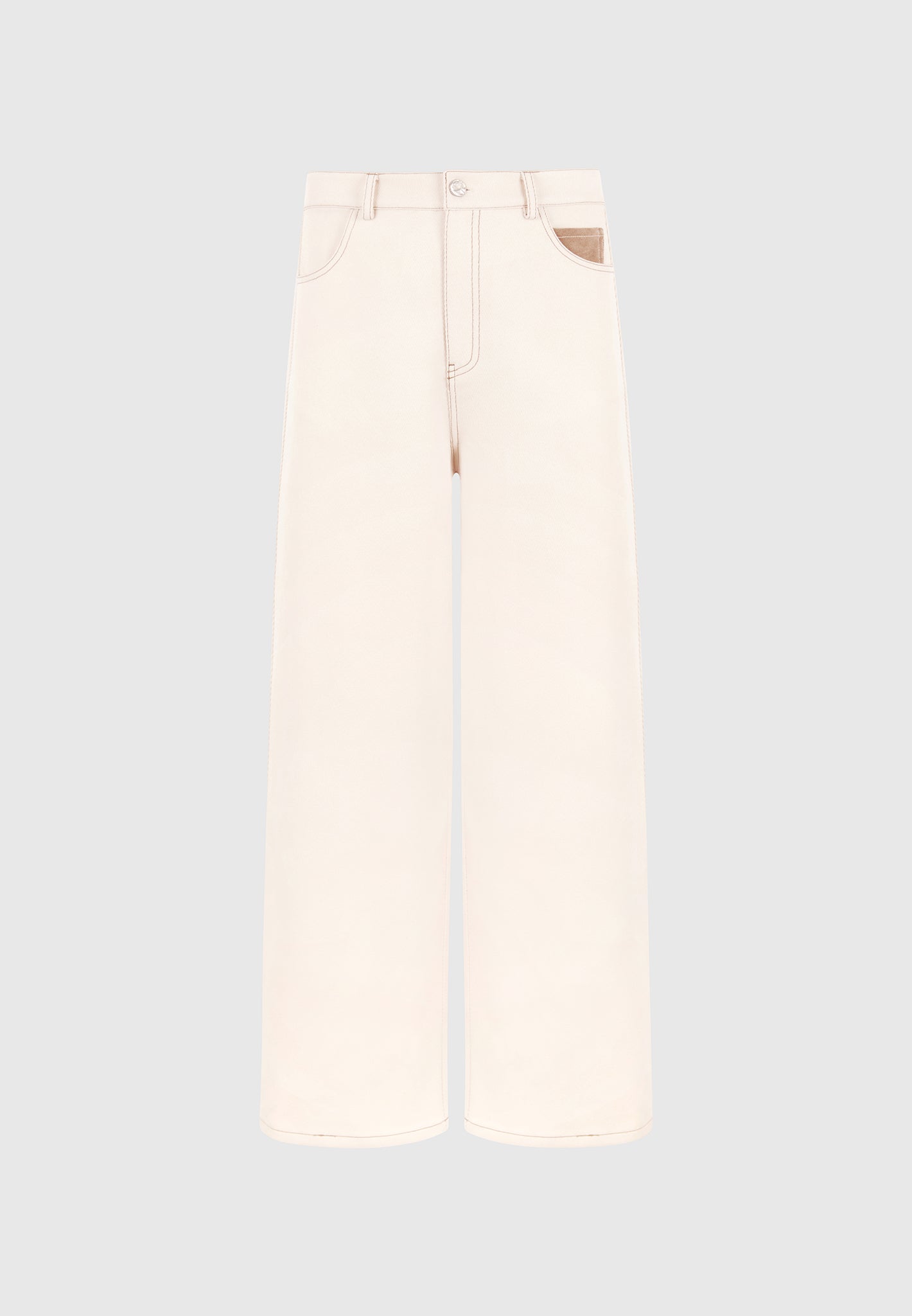 Lazare - Wide Leg Twill Jeans - Cream
