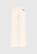 Lazare - Wide Leg Twill Jeans - Cream