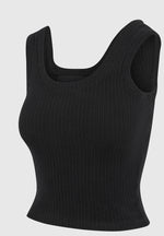 Liane - Scoop Neck Ribbed Vest - Black