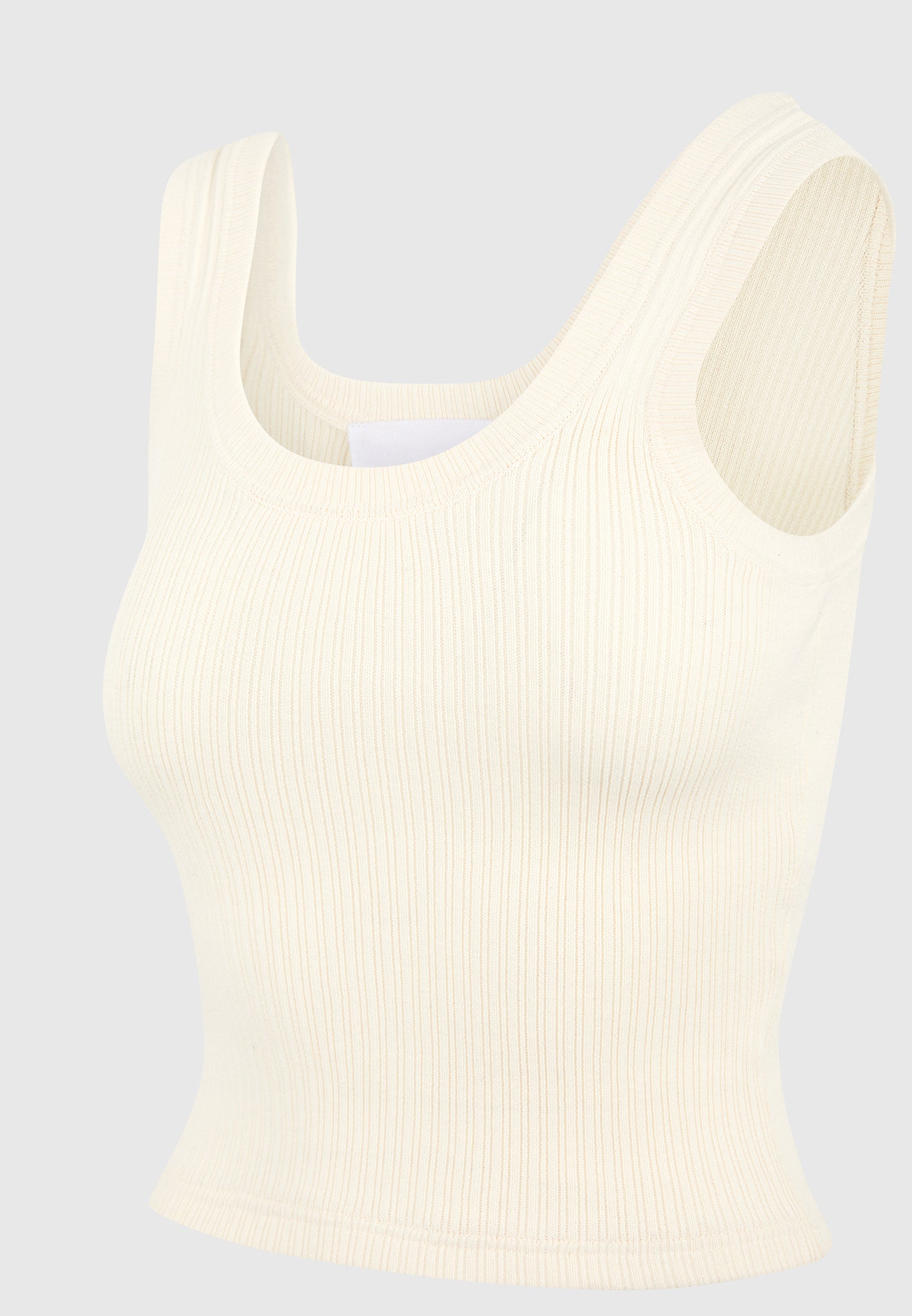 Liane - Scoop Neck Ribbed Vest - Cream