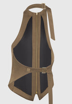 Claudette - Satin Halterneck Backless Top - Dark Olive