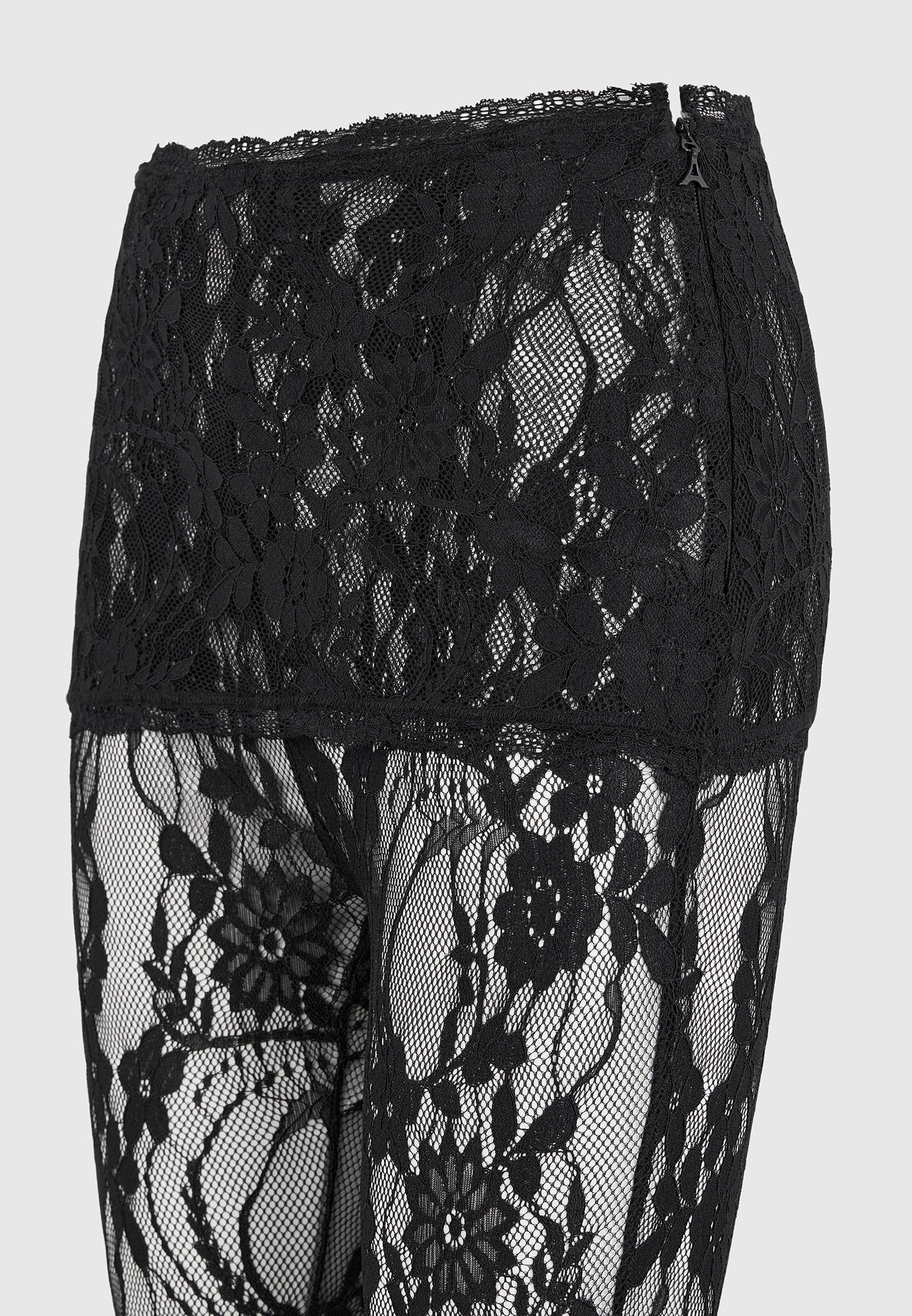 Aimée - Lace Asymmetric Capri Leggings - Black