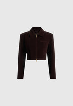 Adina - Structured Velvet Jacket - Brown