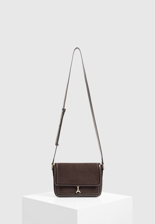 Misha - Suede & Leather Crossbody Bag - Brown