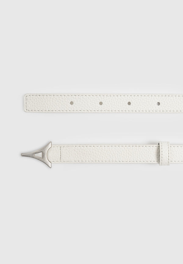 Leonie - Eiffel Slim Leather Belt - White