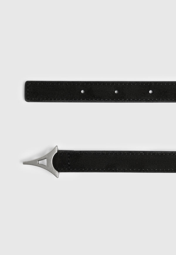 Leonie - Eiffel Slim Suede Belt - Black/Silver