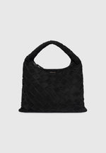 Aubin - Suede Woven Hobo Bag - Black