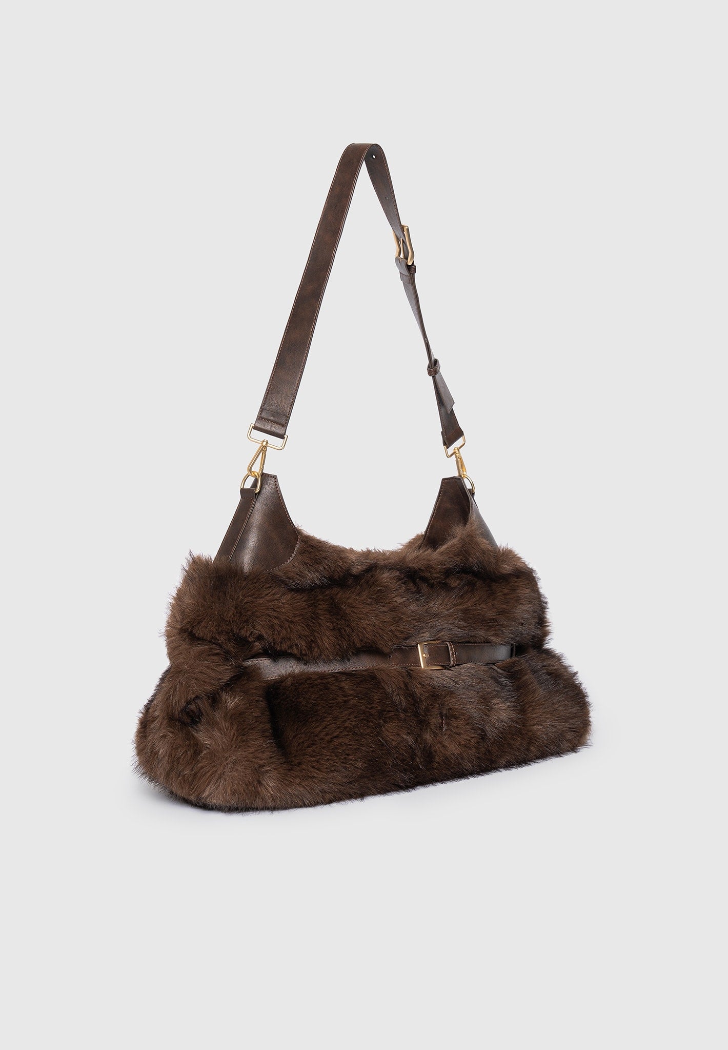 Cali - Fur Duffle Bag  - Brown