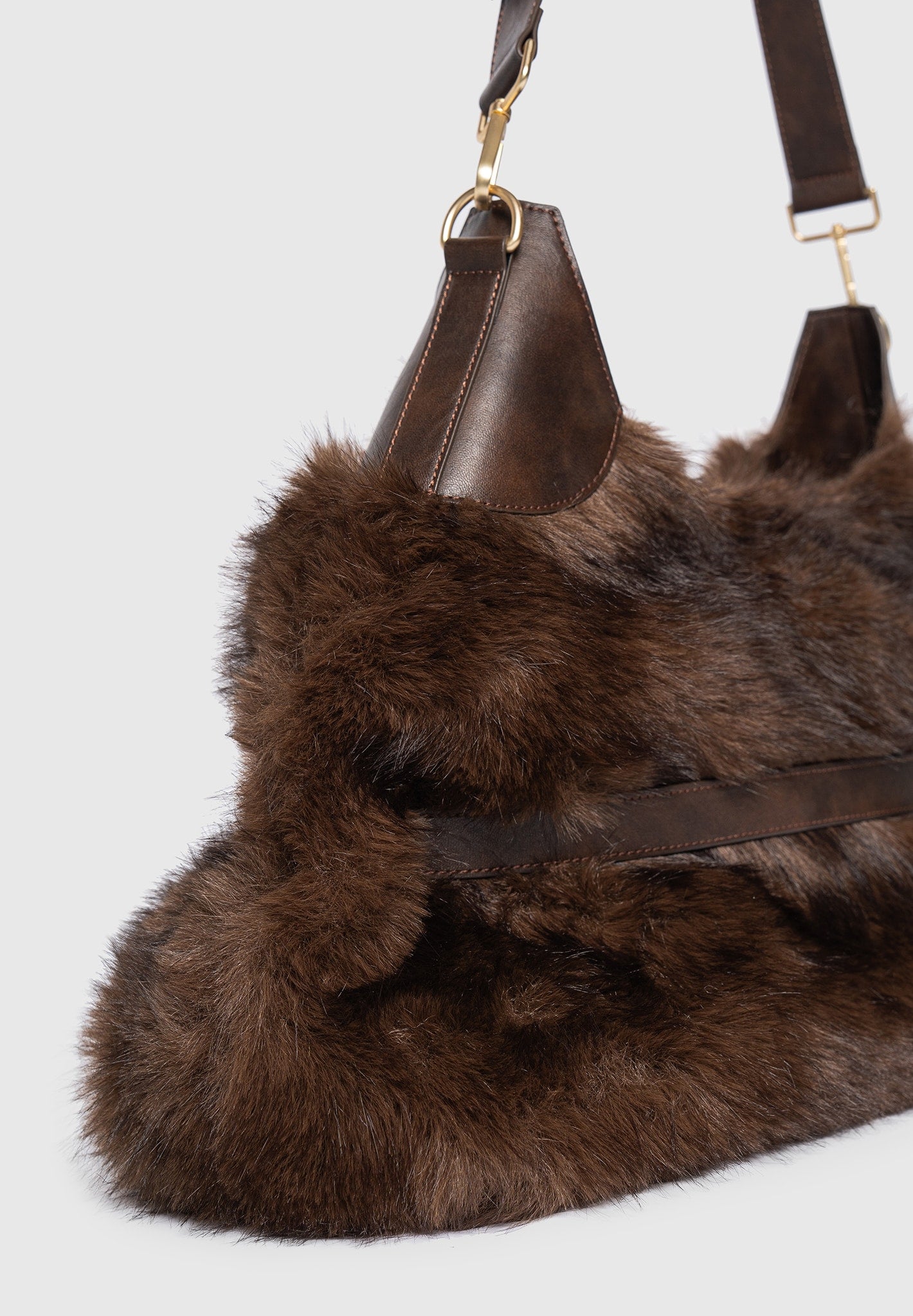 Cali - Fur Duffle Bag  - Brown