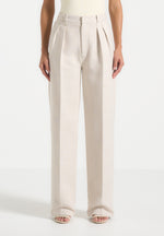 Julie - Tailored Twin Pleat Trousers - Light Beige