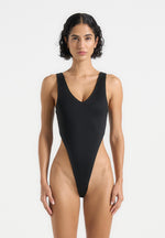 Noa - V-Neck Bodysuit - Black