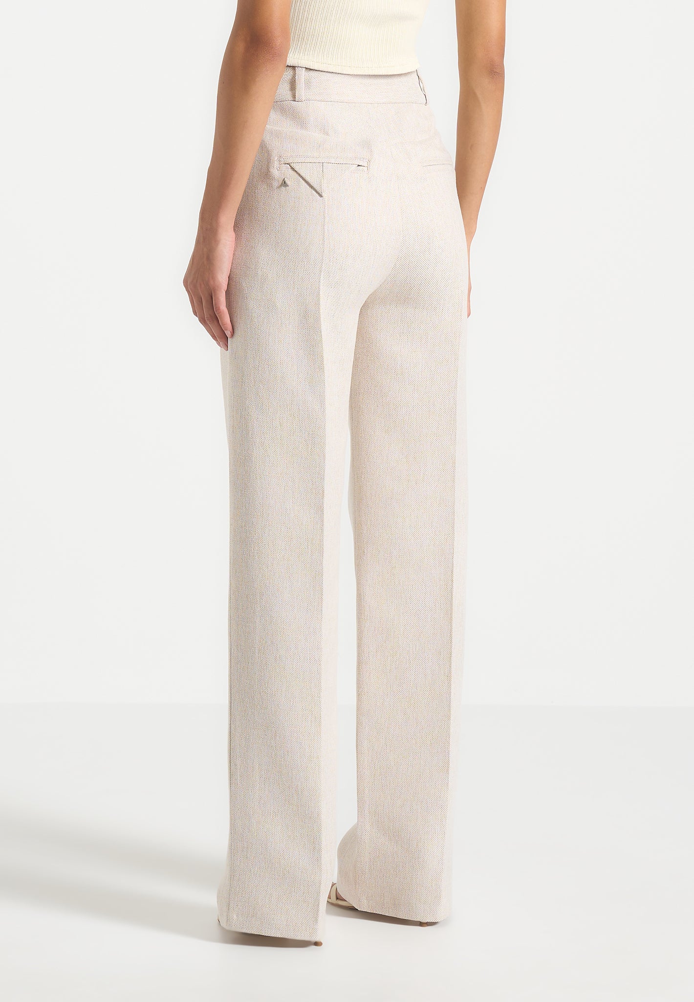 Julie - Tailored Twin Pleat Trousers - Light Beige