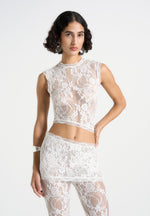 Eugenie - Lace Asymmetric Top - White