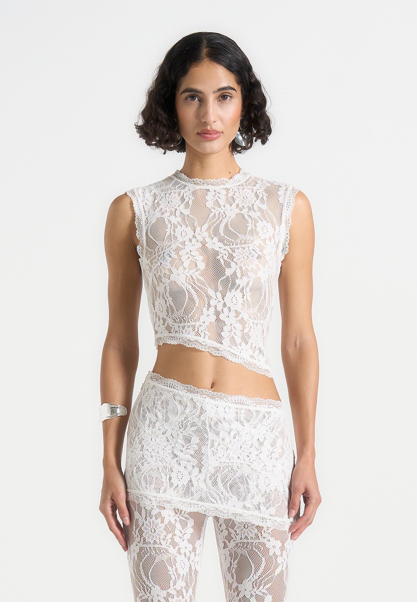 Eugenie - Lace Asymmetric Top - White