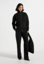 Jamie - Unisex Speckled Wool Zip Through Jacket - Black