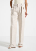 Julie - Tailored Twin Pleat Trousers - Light Beige