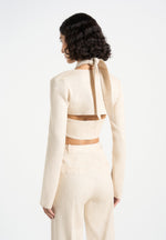 Wendy - Linen Crossover Bolero Top - Natural