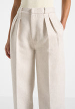 Julie - Tailored Twin Pleat Trousers - Light Beige