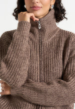 Jamie - Unisex Speckled Wool Zip Through Jacket - Taupe