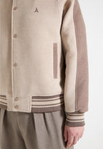 André - Contrast Wool Blend Varsity Jacket - Beige