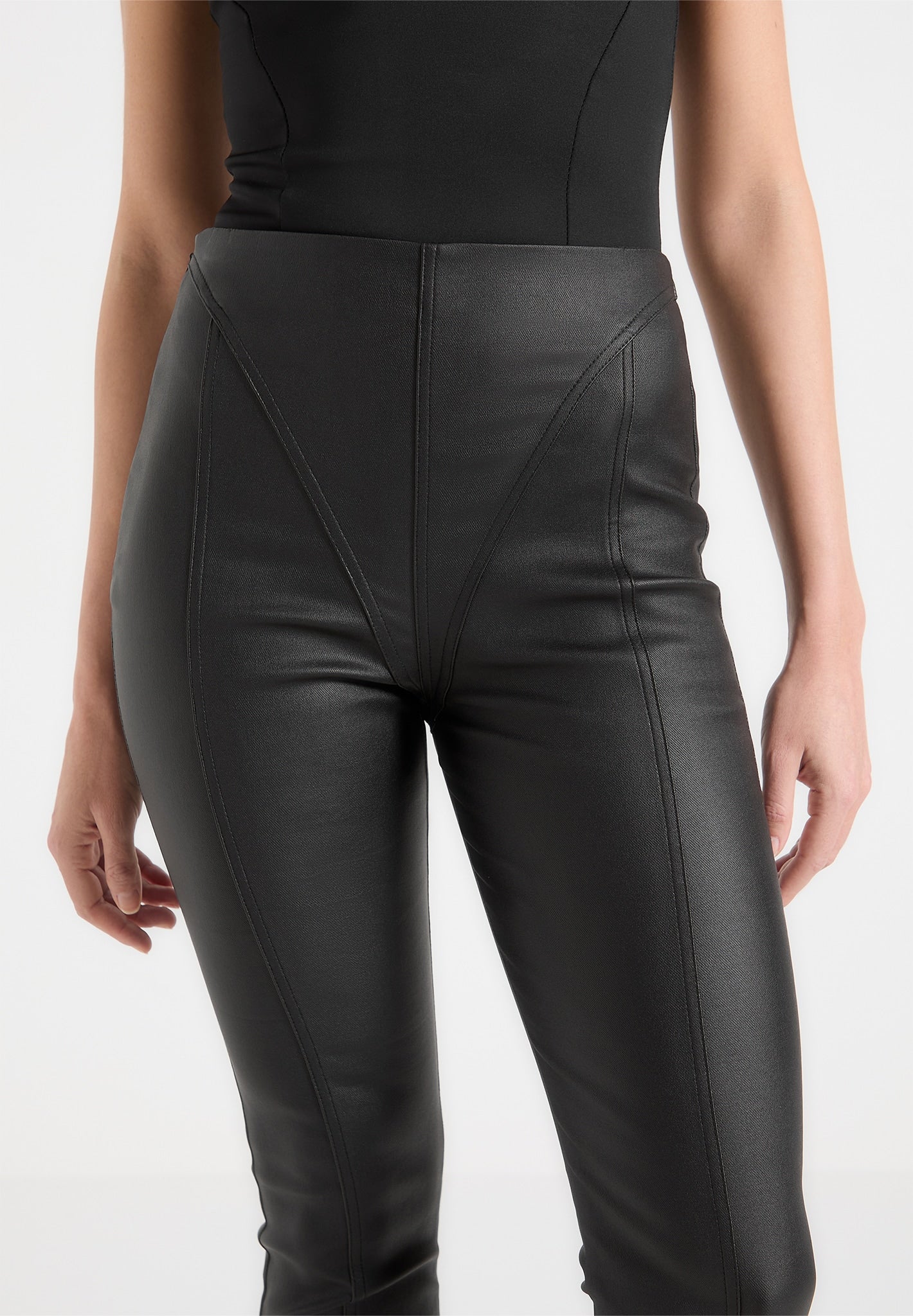 wax-effect-fit-and-flare-leggings-black