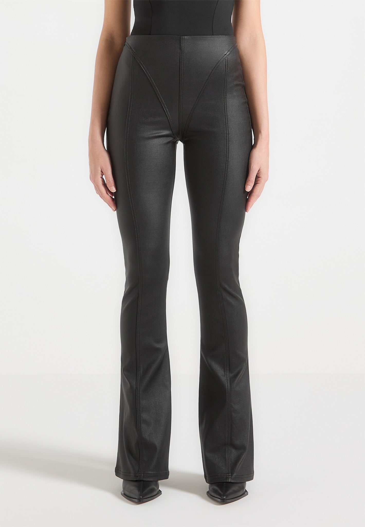 wax-effect-fit-and-flare-leggings-black