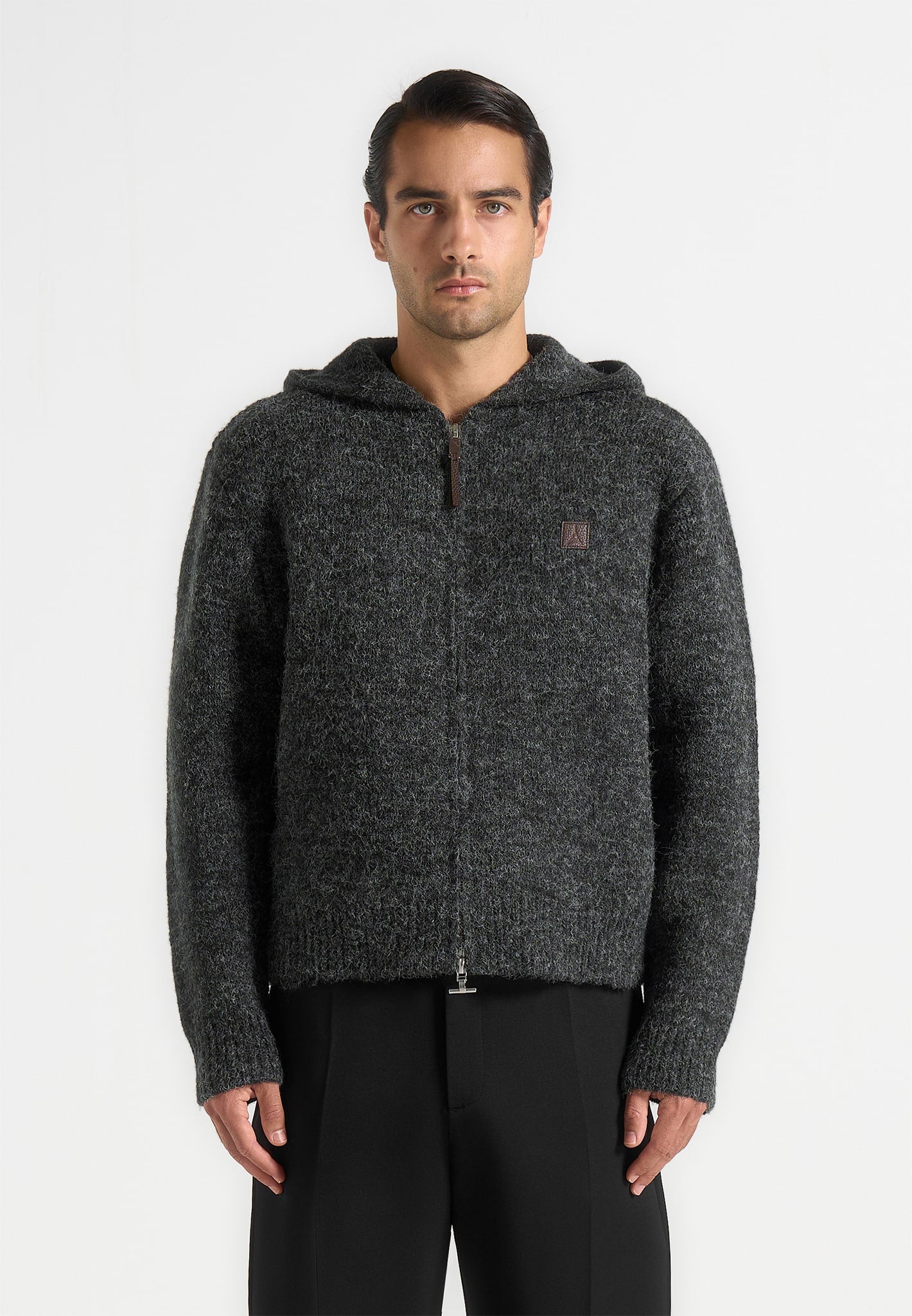 Billie - Unisex Brushed Wool Zip Hoodie - Grey