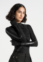 mid-neck-glove-bodysuit-with-ruching-black