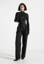 mid-neck-glove-bodysuit-with-ruching-black
