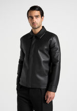 Minimal Leather Shirt - Black