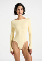 Éva - Boat Neck Bodysuit - Pale Yellow