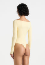Éva - Boat Neck Bodysuit - Pale Yellow
