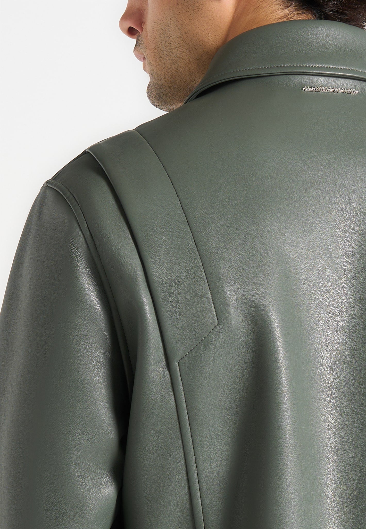 Yves - Minimal Leather Jacket - Olive