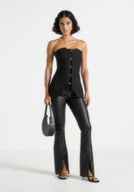 Viviane - Clasp Detail Bandeau Top - Black