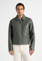 Yves - Minimal Leather Jacket - Olive
