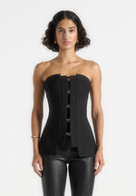 Viviane - Clasp Detail Bandeau Top - Black