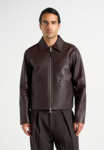 Yves - Minimal Leather Jacket - Brown