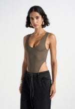 Noa - V-Neck Bodysuit - Olive